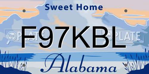 F97KBL Alabama License Plate