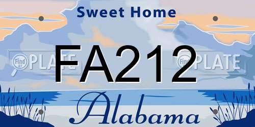 FA212 Alabama License Plate