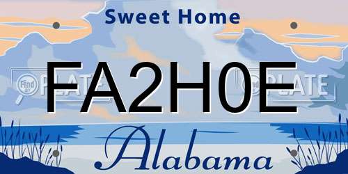 FA2H0E Alabama License Plate