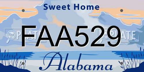 FAA529 Alabama License Plate