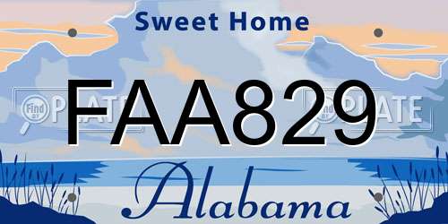 FAA829 Alabama License Plate
