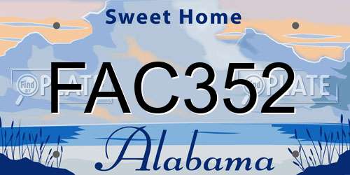 FAC352 Alabama License Plate