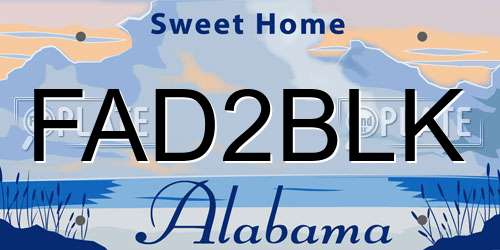 FAD2BLK Alabama License Plate