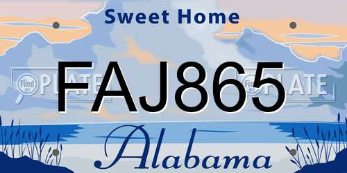 FAJ865 Alabama License Plate