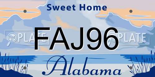 FAJ96 Alabama License Plate