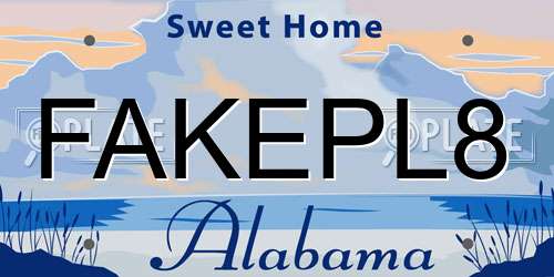 FAKEPL8 Alabama License Plate