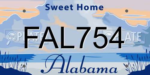 FAL754 Alabama License Plate