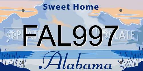 FAL997 Alabama License Plate