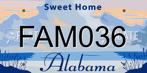 FAM036 Alabama License Plate