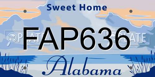 FAP636 Alabama License Plate