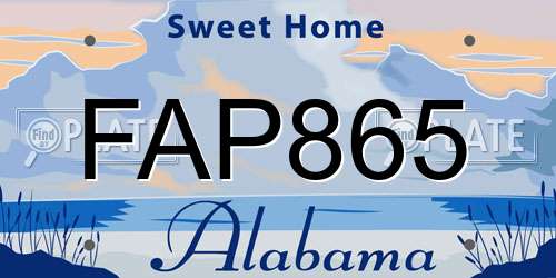 FAP865 Alabama License Plate