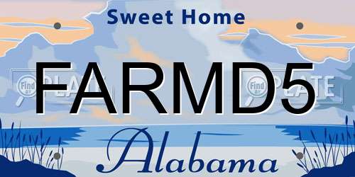 FARMD5 Alabama License Plate