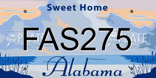 FAS275 Alabama License Plate