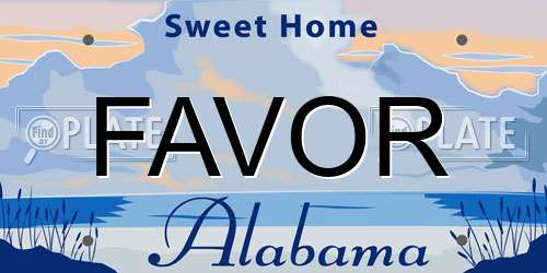 FAVOR Alabama License Plate