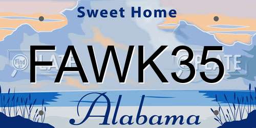 FAWK35 Alabama License Plate