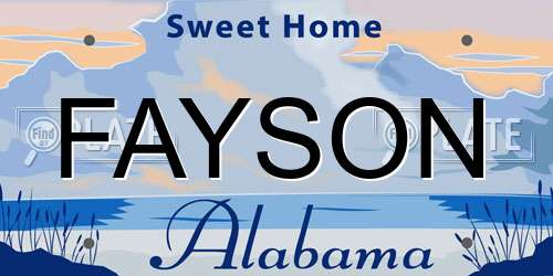 FAYSON Alabama License Plate