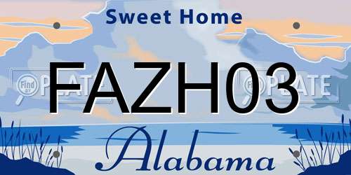 FAZH03 Alabama License Plate