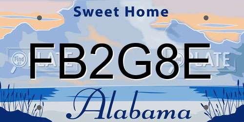FB2G8E Alabama License Plate