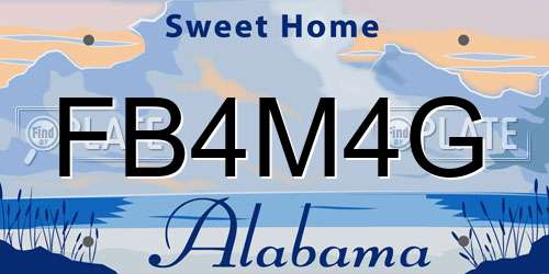 FB4M4G Alabama License Plate