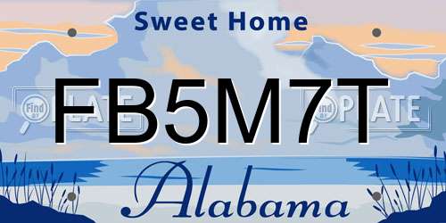 FB5M7T Alabama License Plate