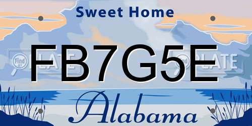 FB7G5E Alabama License Plate