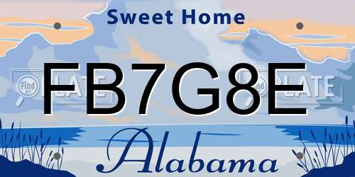 FB7G8E Alabama License Plate