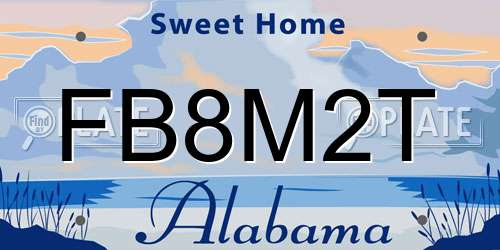 FB8M2T Alabama License Plate
