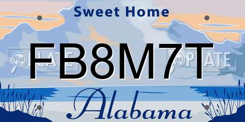 FB8M7T Alabama License Plate