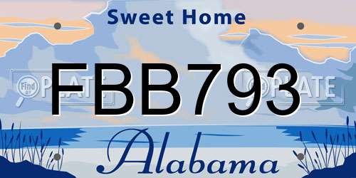 FBB793 Alabama License Plate