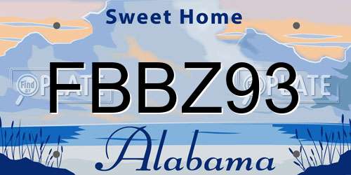 FBBZ93 Alabama License Plate