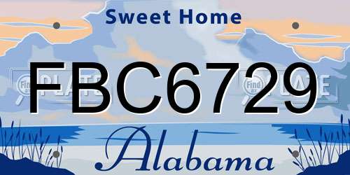 FBC6729 Alabama License Plate