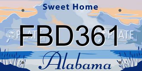 FBD361 Alabama License Plate