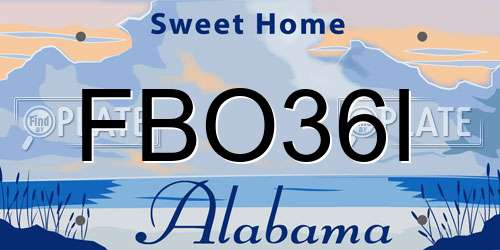 FBO36I Alabama License Plate