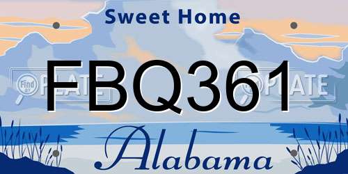 FBQ361 Alabama License Plate