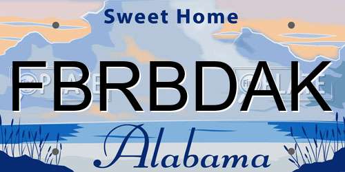 FBRBDAK Alabama License Plate