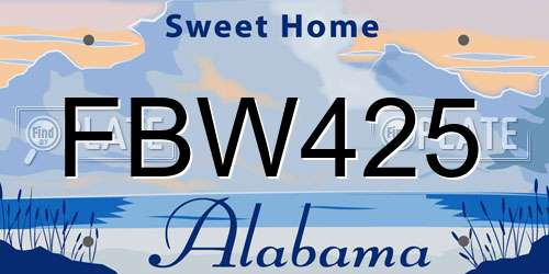 FBW425 Alabama License Plate