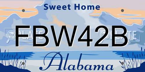 FBW42B Alabama License Plate