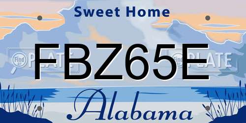 FBZ65E Alabama License Plate