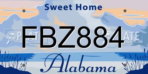 FBZ884 Alabama License Plate