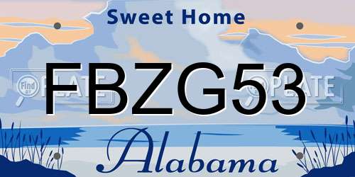 FBZG53 Alabama License Plate