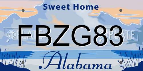 FBZG83 Alabama License Plate