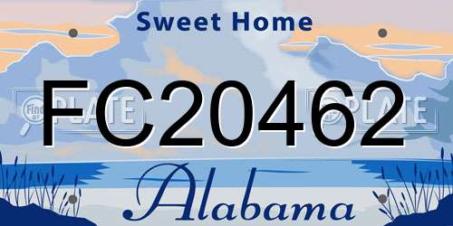 FC20462 Alabama License Plate
