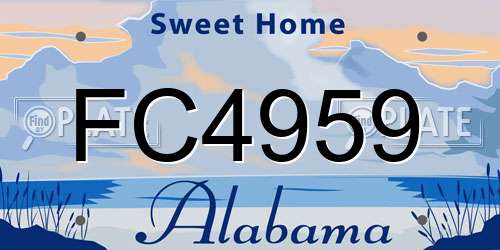 FC4959 Alabama License Plate
