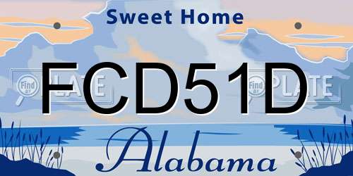 FCD51D Alabama License Plate