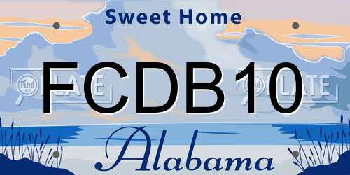 FCDB10 Alabama License Plate