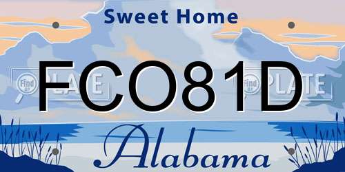 FCO81D Alabama License Plate
