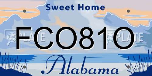 FCO81O Alabama License Plate