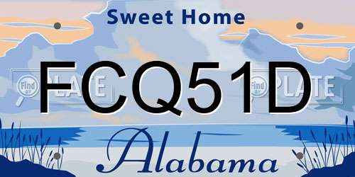 FCQ51D Alabama License Plate