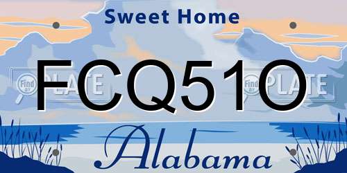 FCQ51O Alabama License Plate