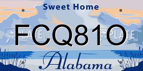 FCQ81O Alabama License Plate